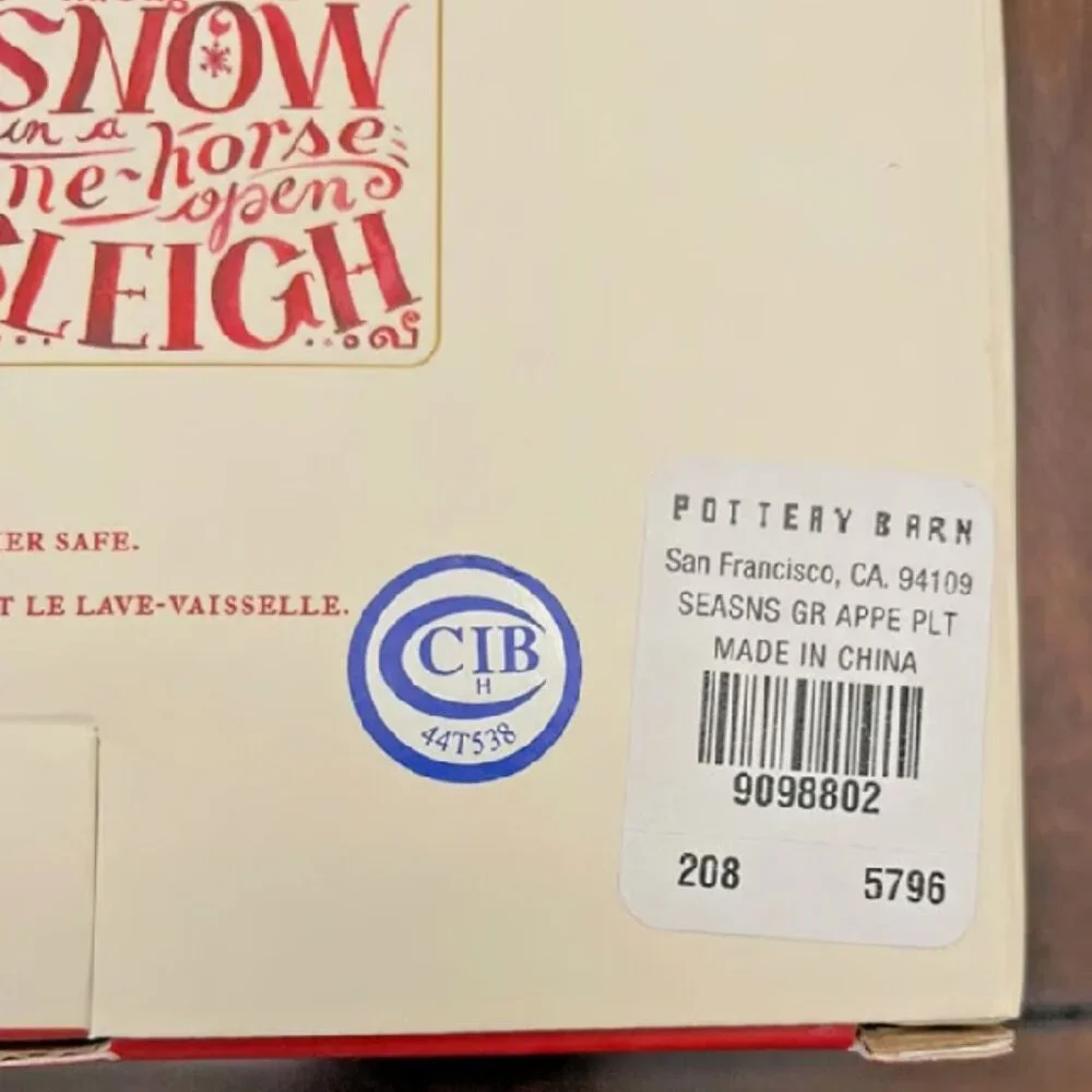 NEW S4 Pottery Barn 'Tis The Season Appetizer Plates | Holiday Snack Plate Set